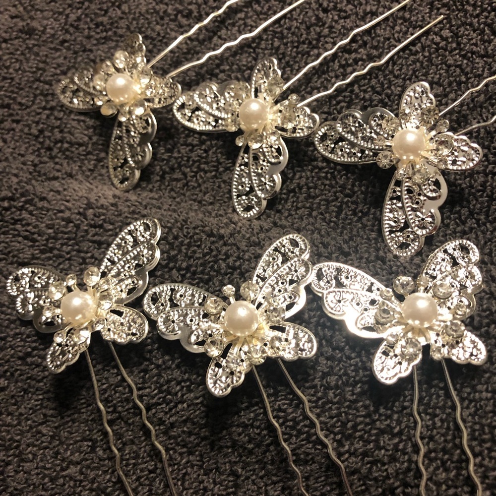 Set of 6 Silver Bridal Hair Pins
